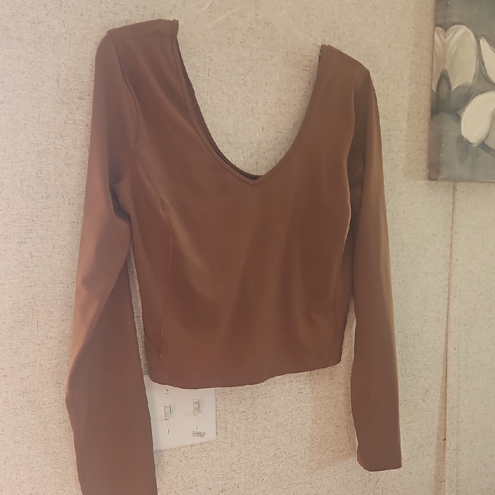 lululemon athletica Brown Deep V Long-Sleeve Women's Top